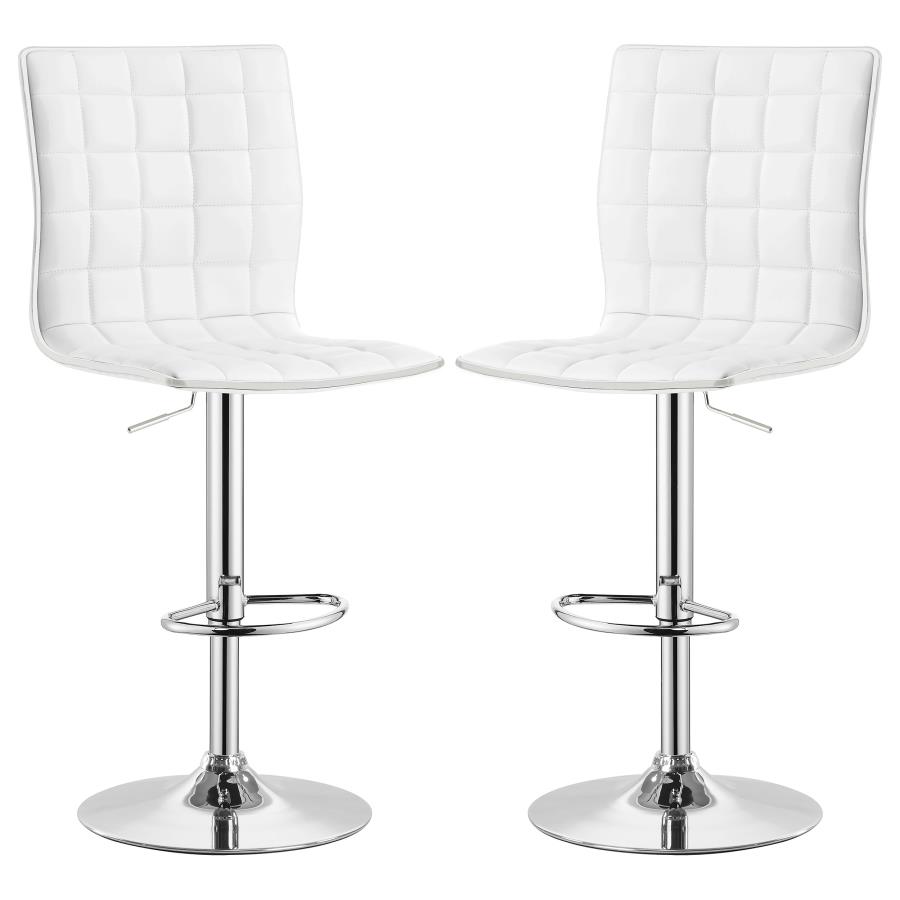 (image for) Ashbury Upholstered Adjustable Bar Stool White (Set of 2)