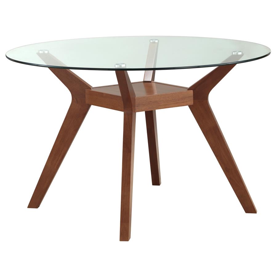 (image for) Paxton Round 48-inch Glass Top Wood Dining Table Nutmeg