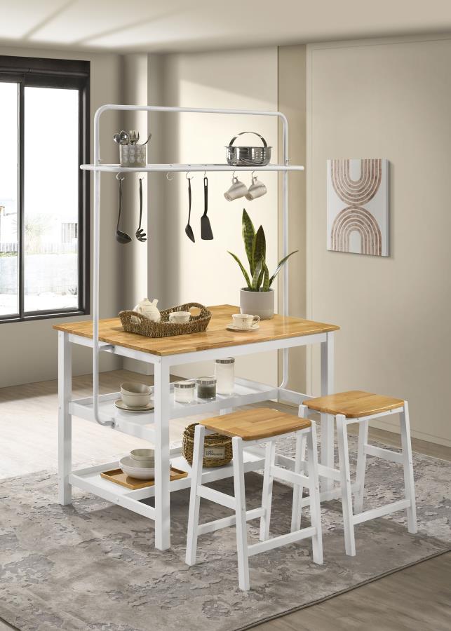 (image for) Edgeworth 3-piece Kitchen Island Counter Height Table Set White