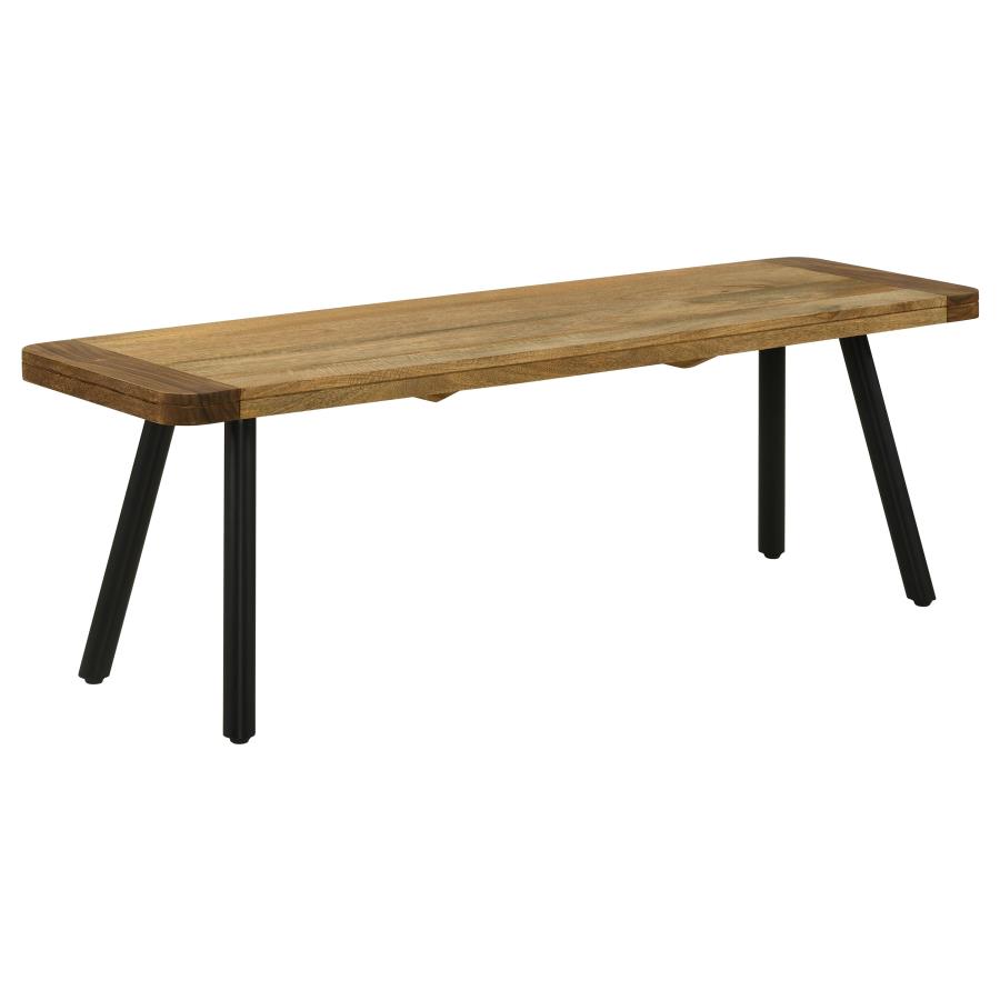 (image for) Maverick Wood Dining Bench Natural Mango and Black