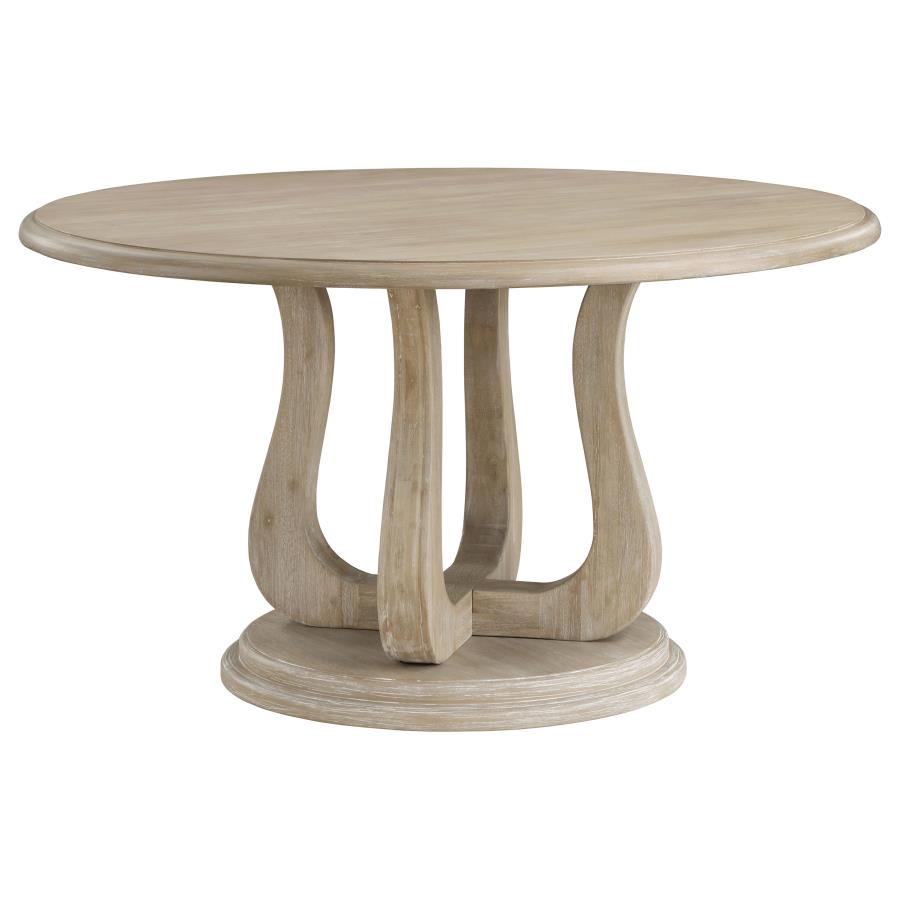 (image for) Trofello Round 60-inch Pedestal Dining Table White Washed