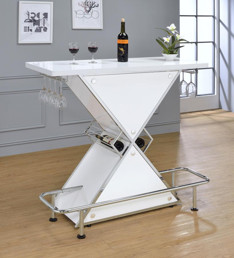 (image for) Atoka Freestanding Home Bar Wine Cabinet White High Gloss