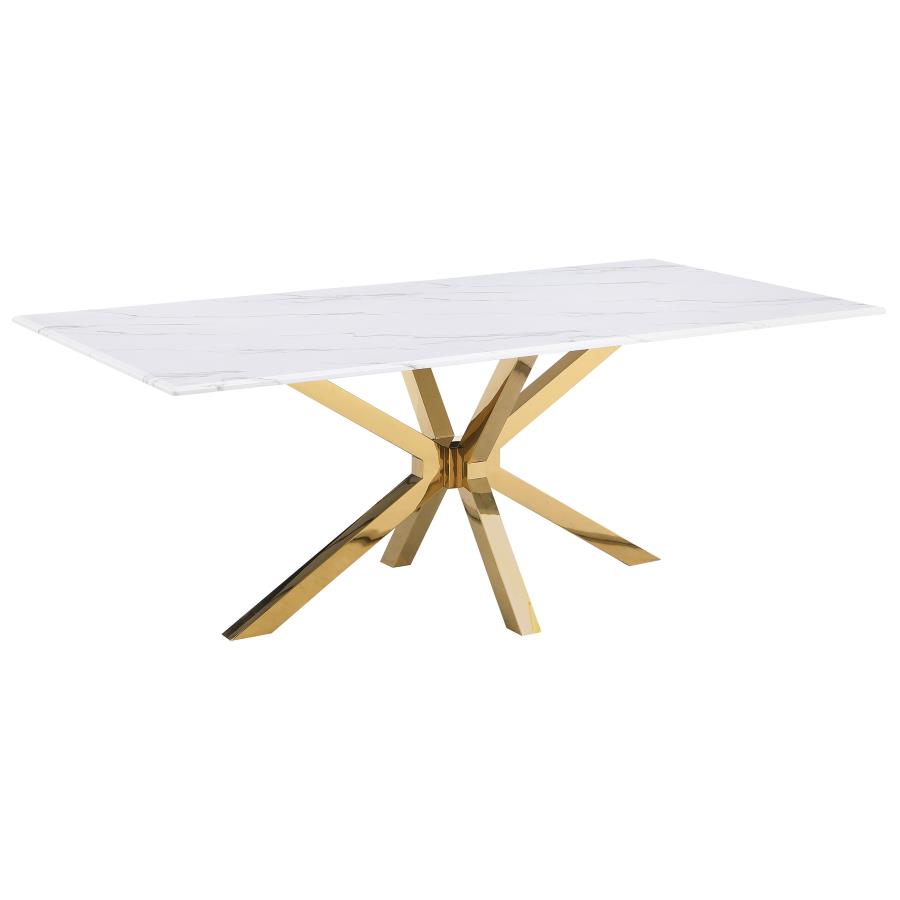 (image for) Venera Rectangular 79-inch Faux Marble Dining Table White