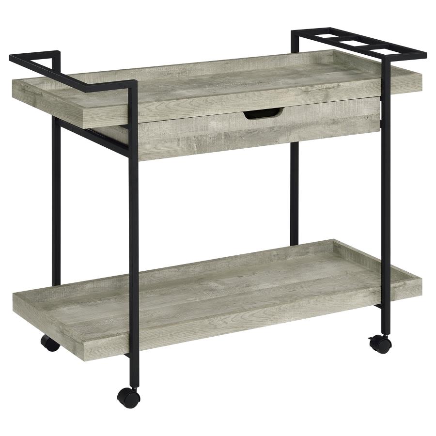 (image for) Ventura 1-drawer Engineered Wood Bar Cart Grey Driftwood