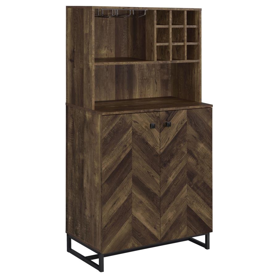 (image for) Mendoza 2-door Home Bar Cabinet Wine Storage Rustic Oak