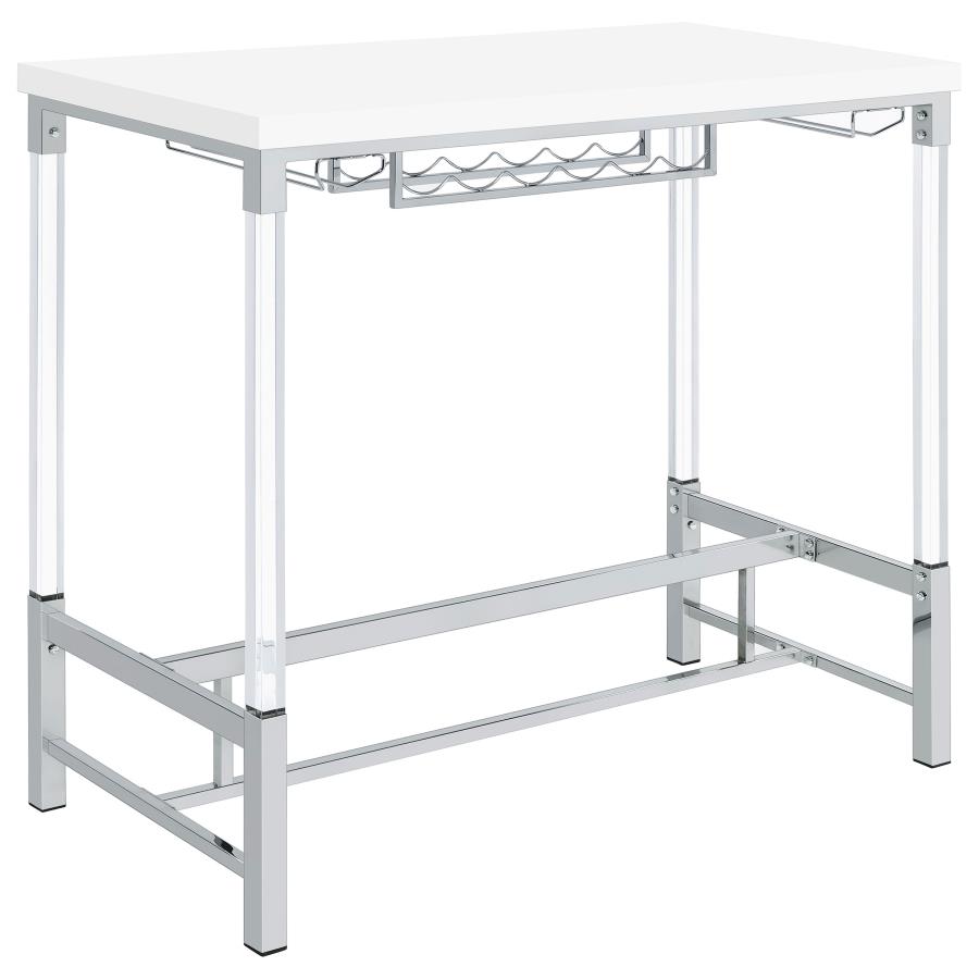 (image for) Norcrest 47-inch Acrylic Leg Bar Table White High Gloss