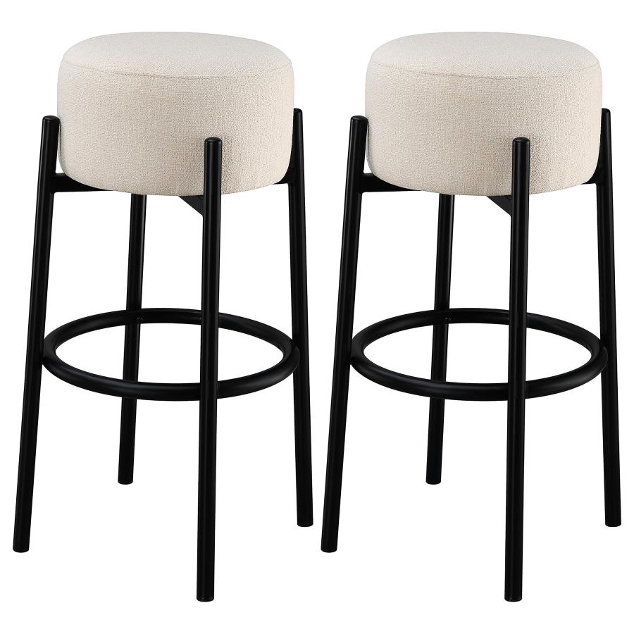 (image for) Leonard Upholstered Backless Bar Stool White (Set of 2)