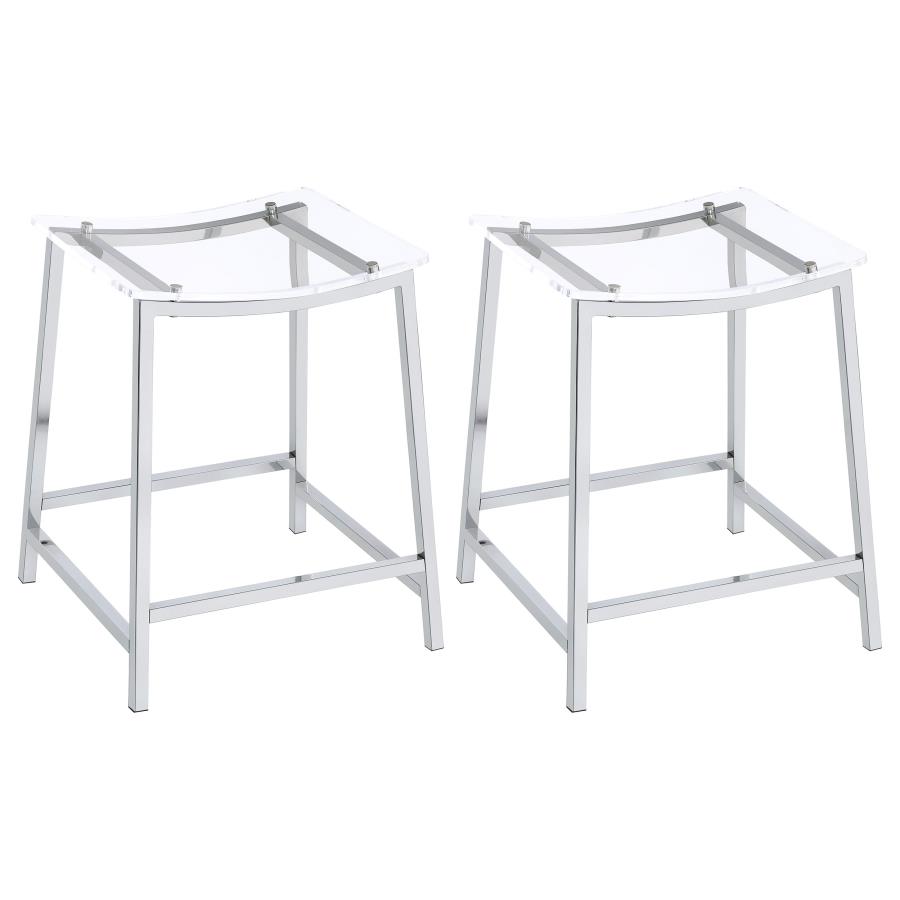 (image for) Jovani Acrylic Backless Counter Stool Chrome (Set of 2)