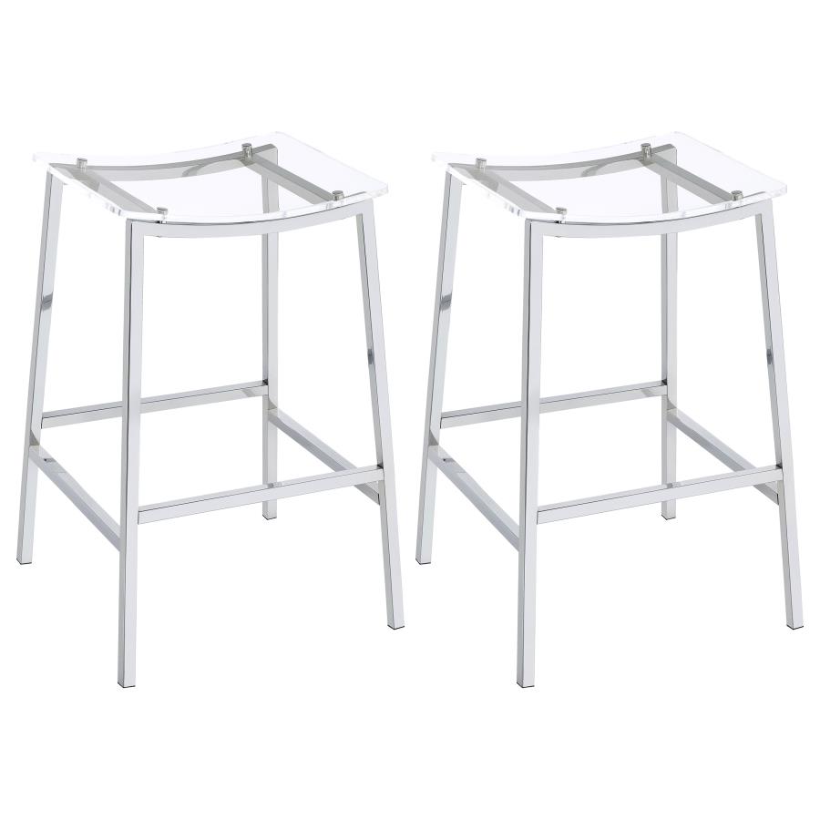 (image for) Jovani Acrylic Backless Bar Stool Chrome (Set of 2)