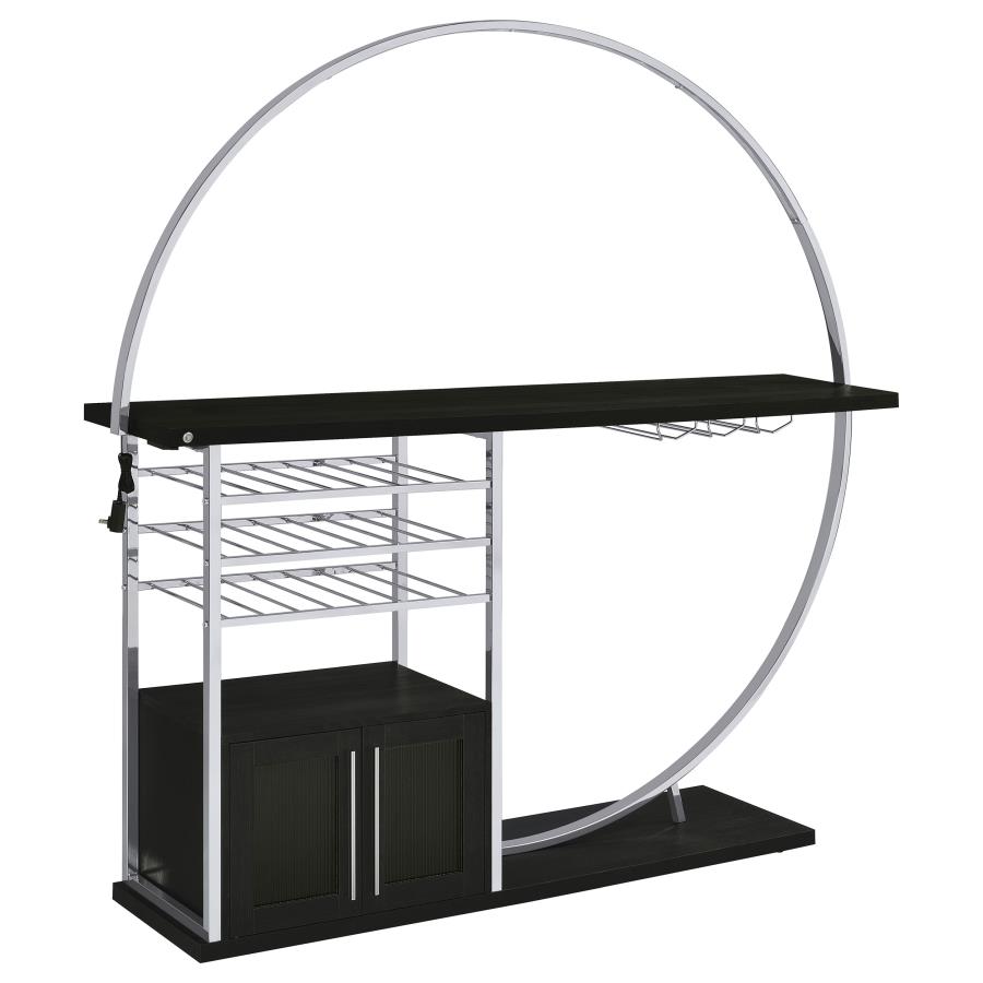 (image for) Risley 2-door Circular LED Home Bar Cabinet Dark Charcoal