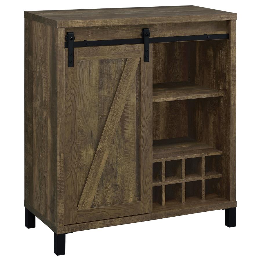 (image for) Arlington Sliding Door Home Bar Wine Cabinet Rustic Oak