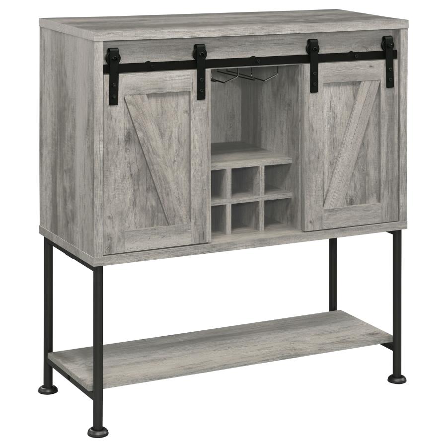 (image for) Claremont Sliding Door Home Bar Wine Cabinet Grey Driftwood