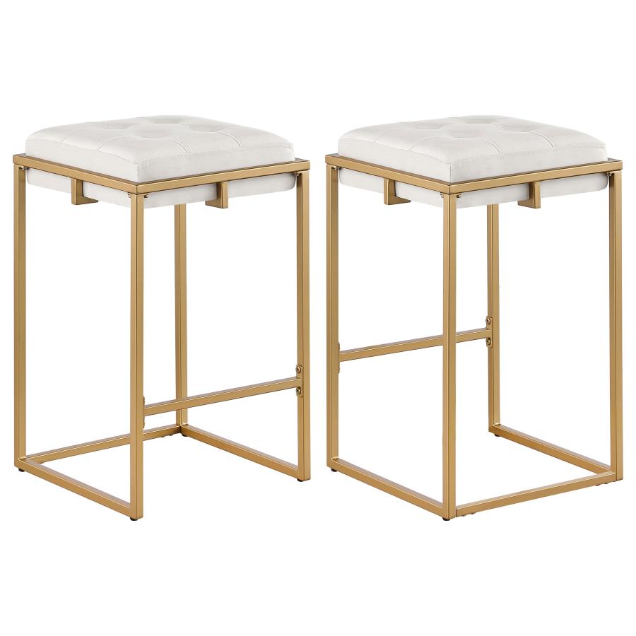 (image for) Nadia Upholstered Backless Counter Stool Beige (Set of 2)