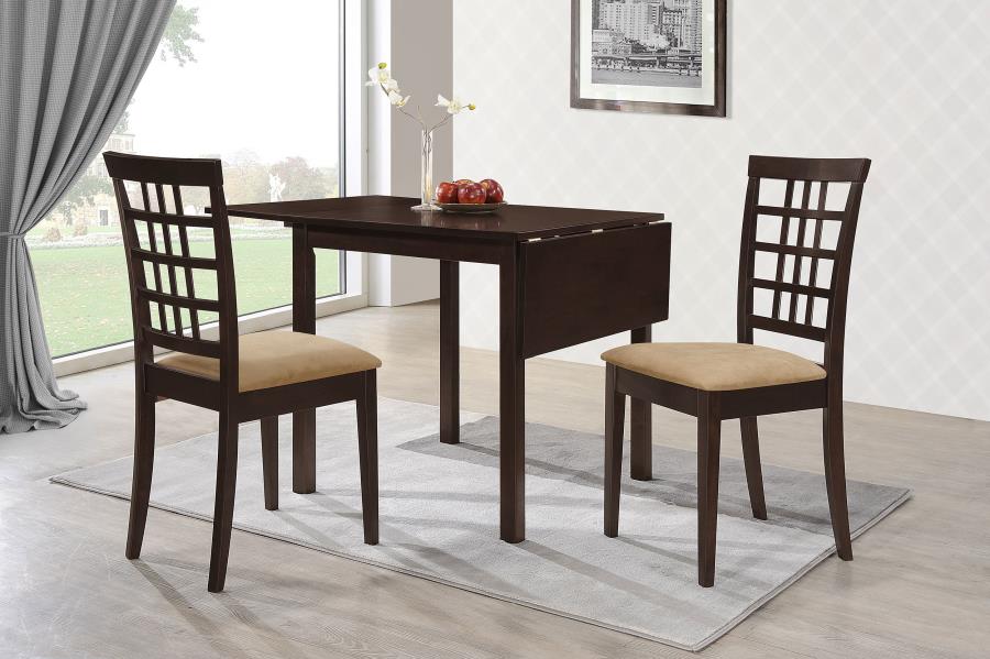 (image for) Kelso 3-piece Drop Leaf Dining Table Set Cappuccino and Tan