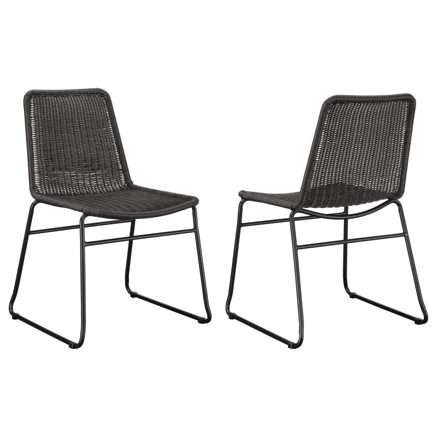 (image for) Dacy Faux Rattan Metal Dining Side Chair Brown (Set of 2)