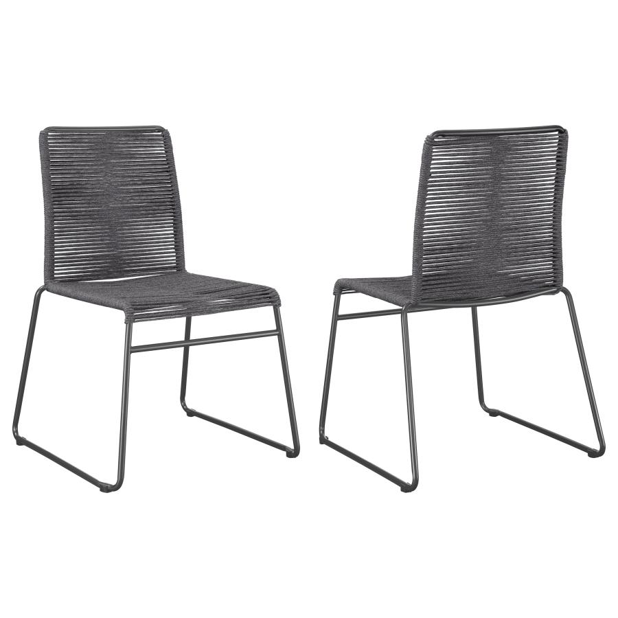 (image for) Jerome Woven Rope Stackable Side Chair Charcoal (Set of 2)