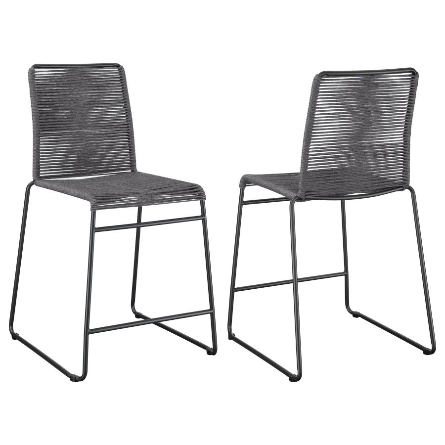 (image for) Jerome Woven Rope Metal Counter Chair Charcoal (Set of 2)