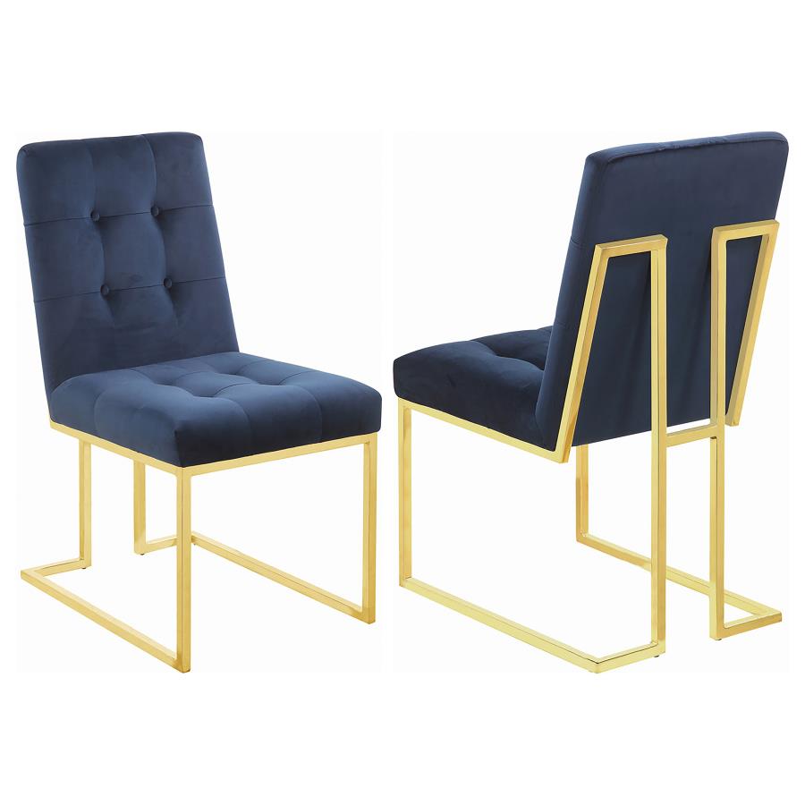 (image for) Cisco Velvet Upholstered Dining Side Chair Gold (Set of 2)