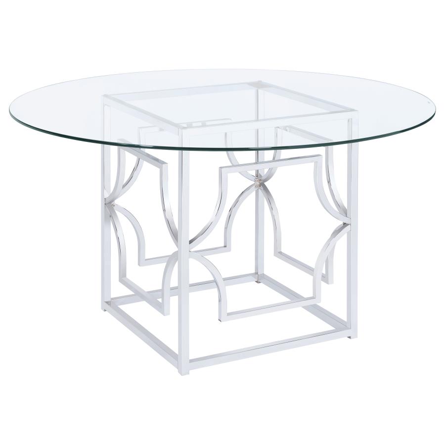 (image for) Starlight Round 54-inch Glass Top Metal Dining Table Chrome