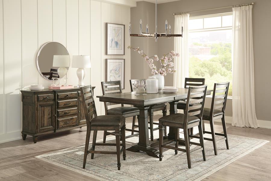 (image for) Avenue 7-piece Trestle Counter Dining Set Vintage Dark Pine