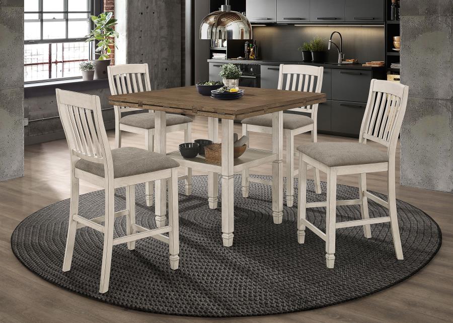 (image for) Sarasota 5-piece Drop Leaf Counter Dining Set Rustic Cream