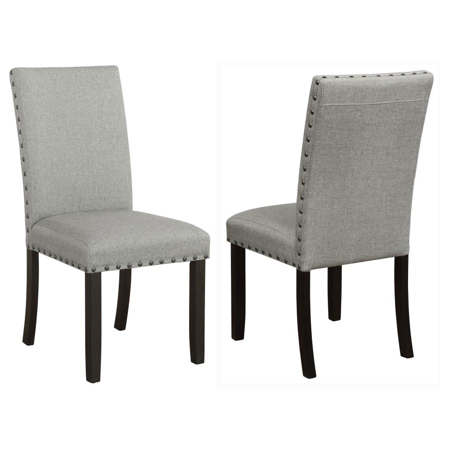 (image for) Kentfield Solid Back Upholstered Side Chairs Grey and Antique Noir (Set of 2)