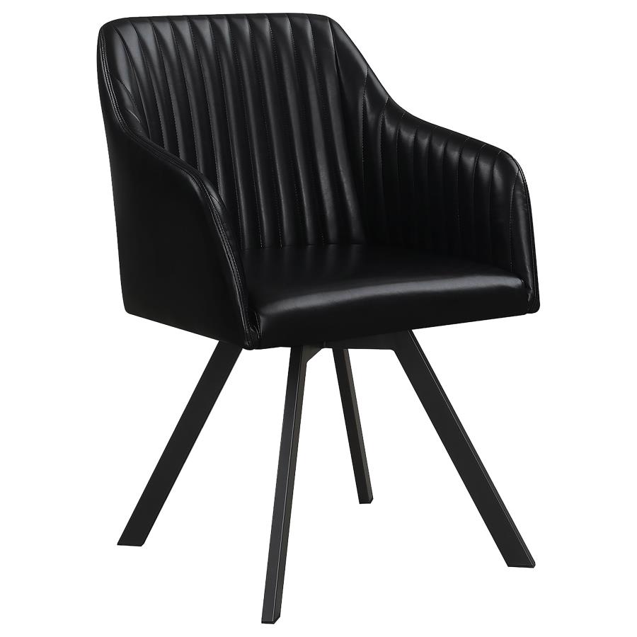 (image for) Arika Leatherette Upholstered Swivel Dining Arm Chair Black