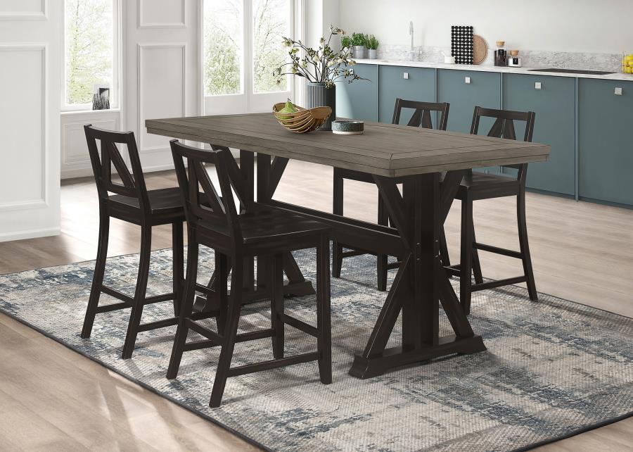 (image for) Bairn 5-piece Rectangular Counter Height Dining Set Barn Grey and Black Sand