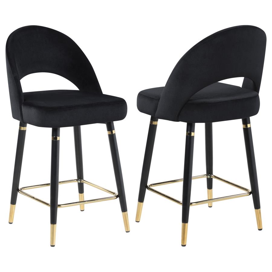 (image for) Lindsey Velvet Upholstered Counter Chair Black (Set of 2)