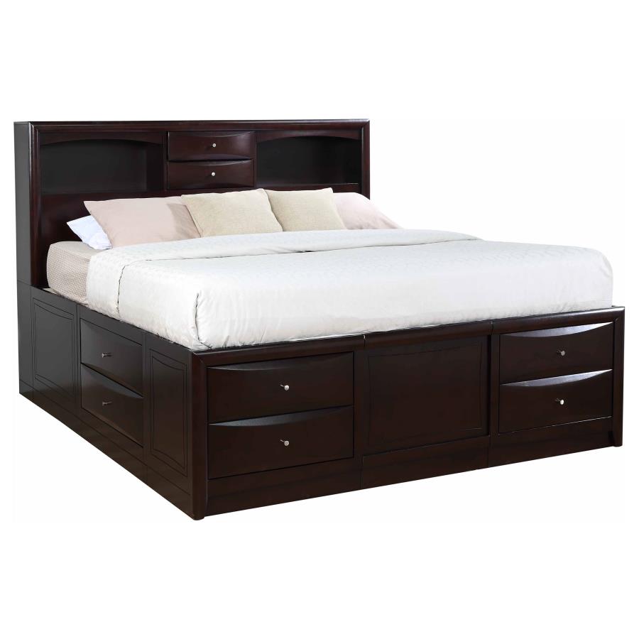 (image for) Phoenix Wood California King Storage Bookcase Bed Cappuccino