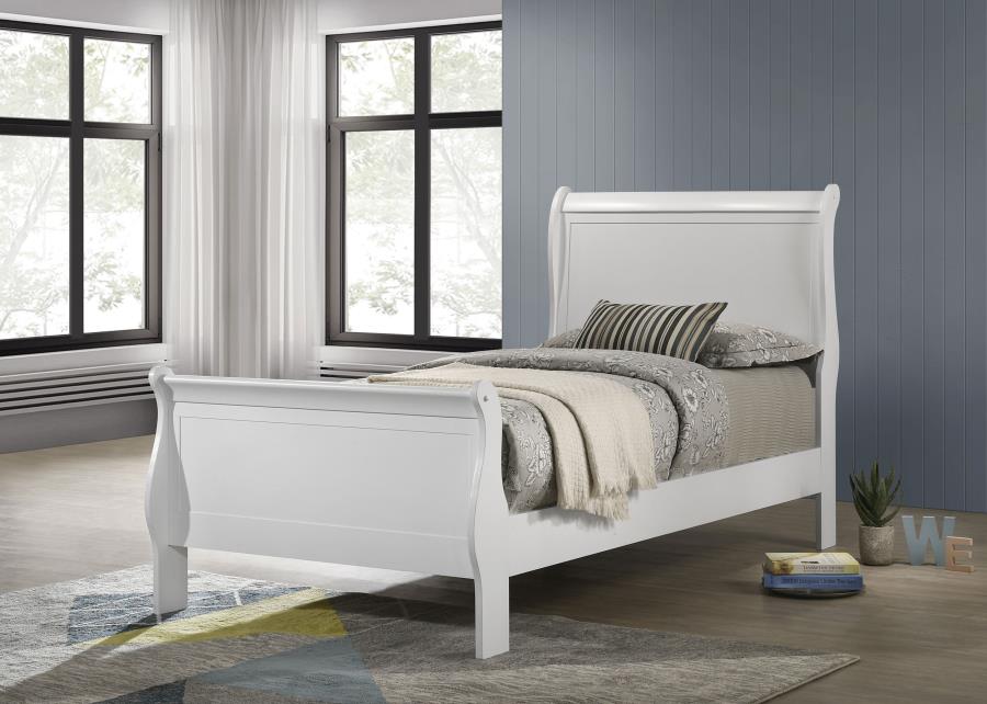 (image for) Louis Philippe 47-inch Twin Sleigh Panel Bed White