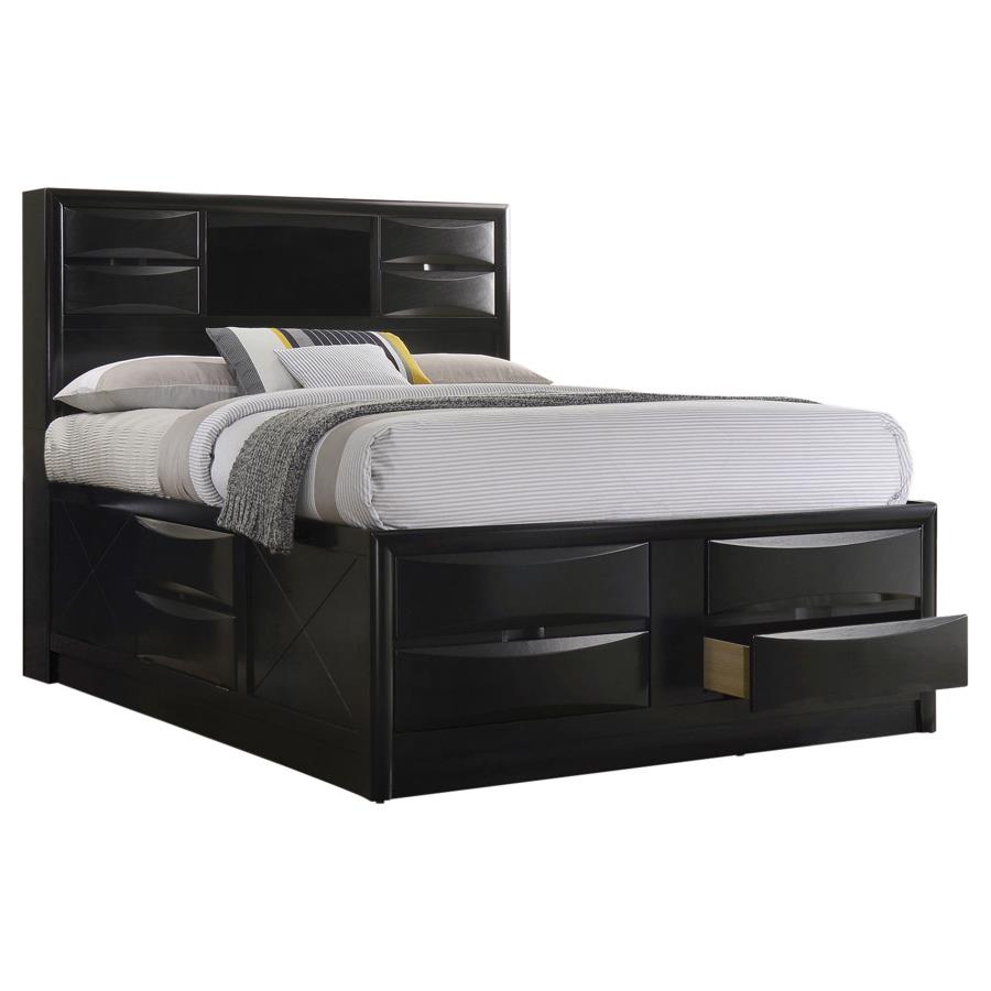 (image for) Briana Wood Eastern King Storage Bookcase Bed Black