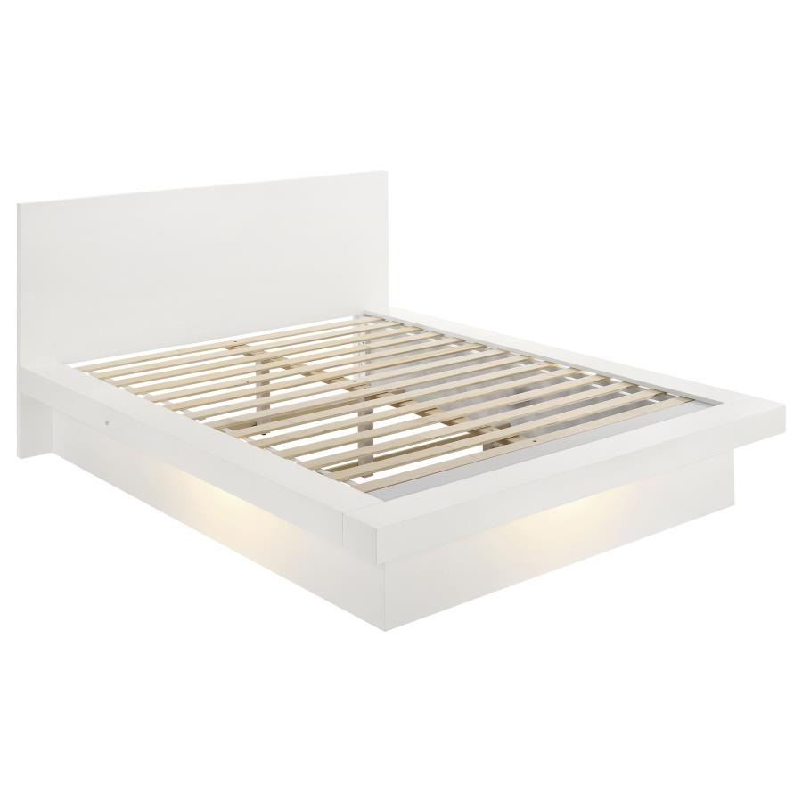 (image for) Jessica Wood Eastern King LED Panel Bed Cream White