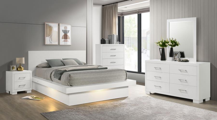 (image for) Jessica 5-piece California King LED Bedroom Set Cream White