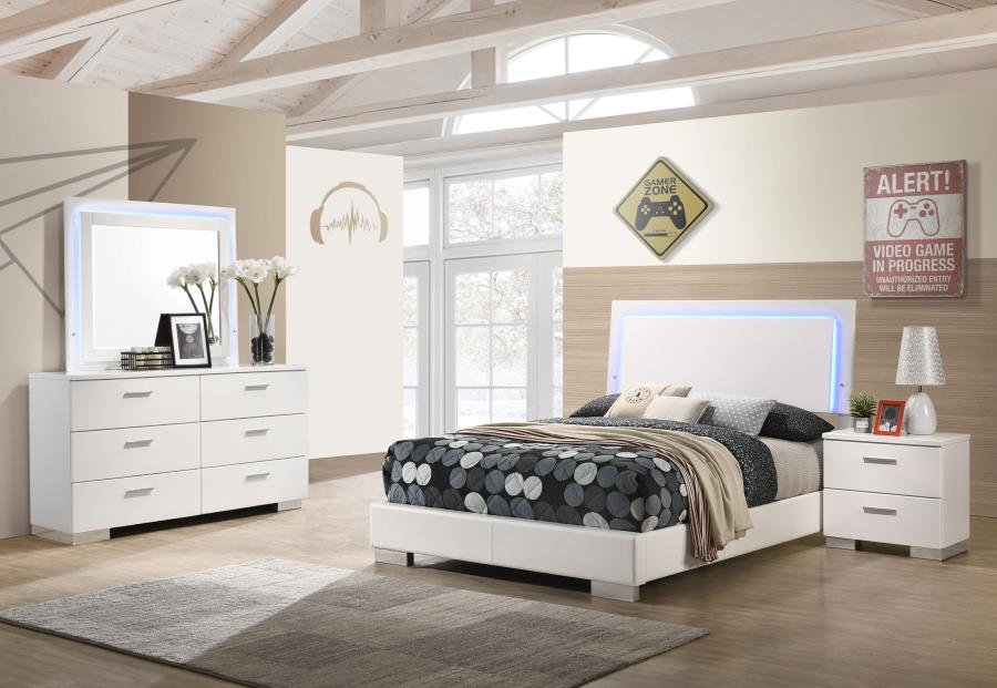 (image for) Felicity 4-piece Full Bedroom Set White High Gloss