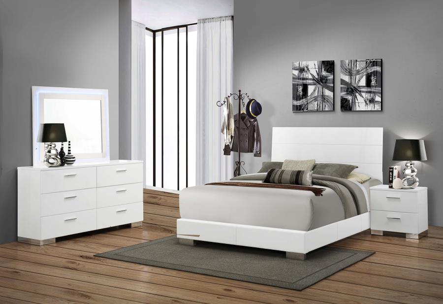 (image for) Felicity 4-piece Eastern King Bedroom Set White High Gloss