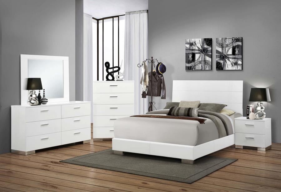 (image for) Felicity 6-piece Eastern King Bedroom Set White High Gloss