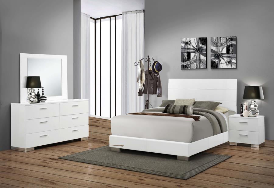 (image for) Felicity 4-piece Queen Bedroom Set White High Gloss