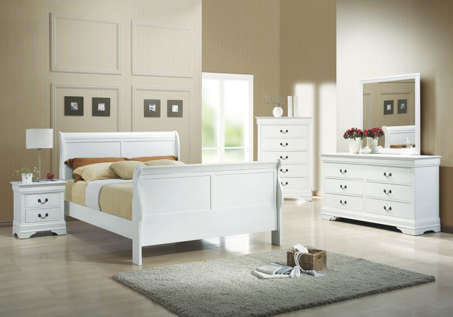 (image for) Louis Philippe 4-piece Full Bedroom Set White