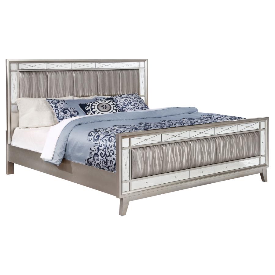 (image for) Leighton Wood Eastern King Panel Bed Metallic Mercury