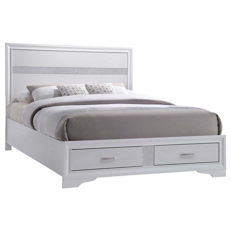 (image for) Miranda Wood California King Storage Panel Bed White