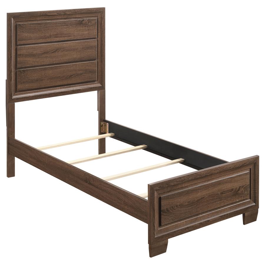 (image for) Brandon Wood Twin Panel Bed Warm Brown