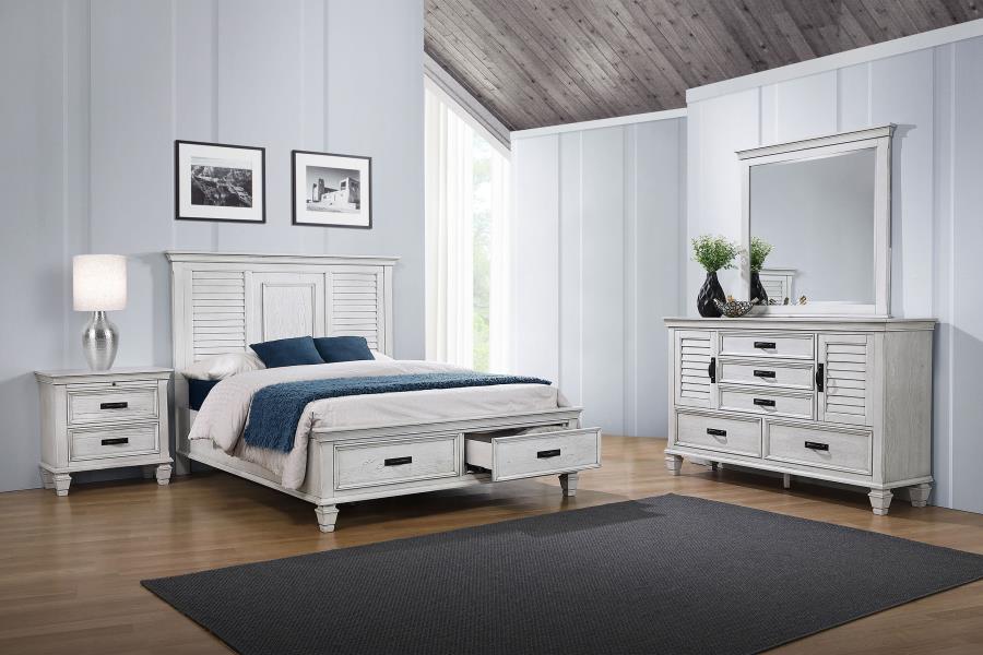 (image for) Franco 4-piece California King Bedroom Set Distressed White