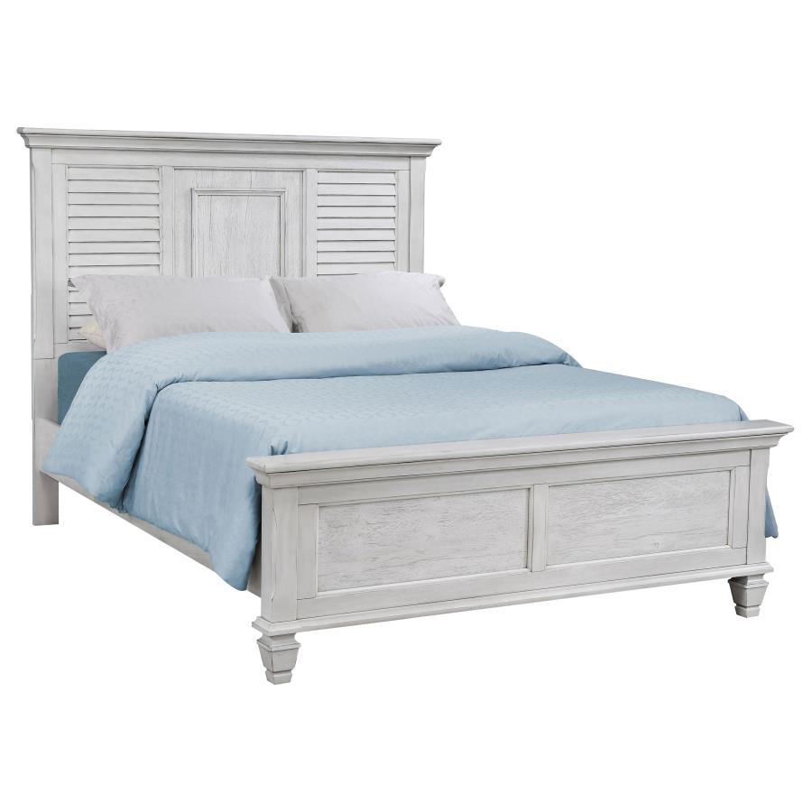 (image for) Franco Wood Eastern King Panel Bed Distressed White