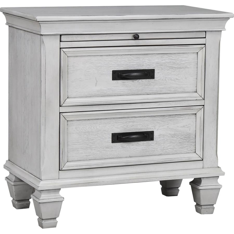 (image for) Franco 2-drawer Nightstand Distressed White