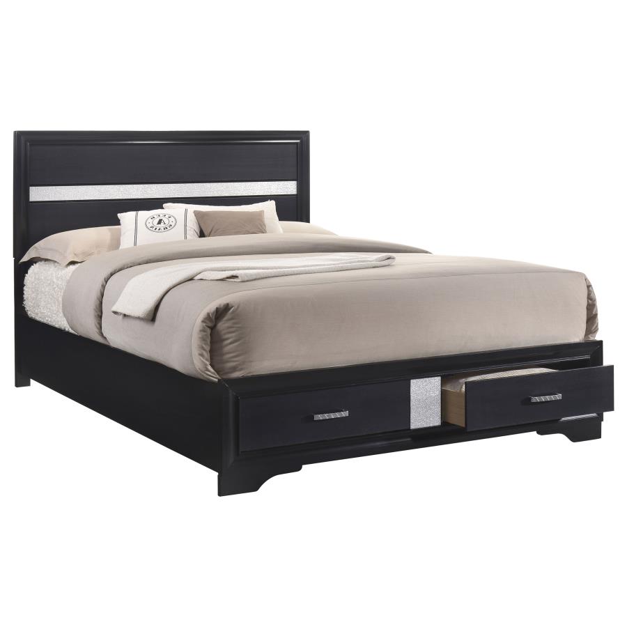 (image for) Miranda Wood Eastern King Storage Panel Bed Black