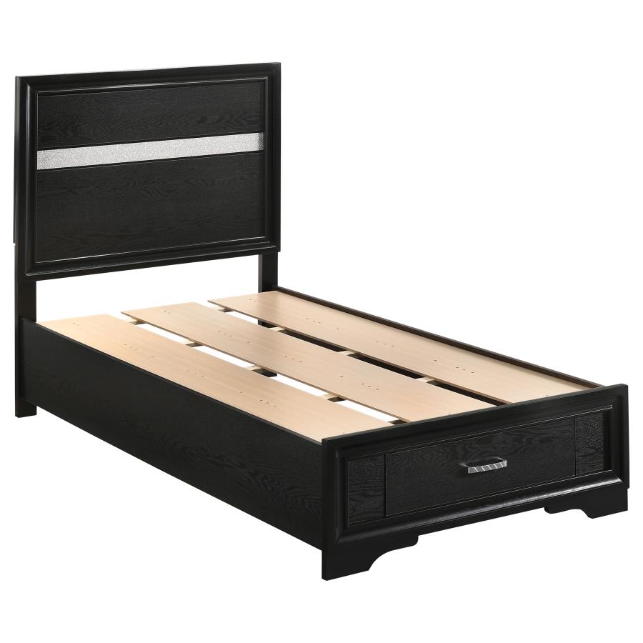 (image for) Miranda Wood Twin Storage Panel Bed Black