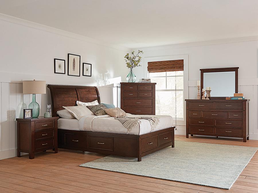 (image for) Barstow 4-piece Eastern King Storage Bedroom Set Pinot Noir