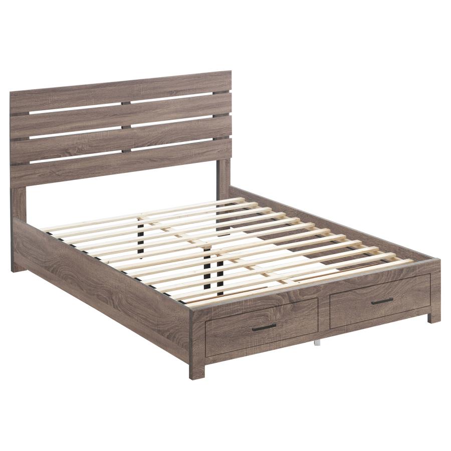 (image for) Brantford Wood Queen Storage Panel Bed Barrel Oak