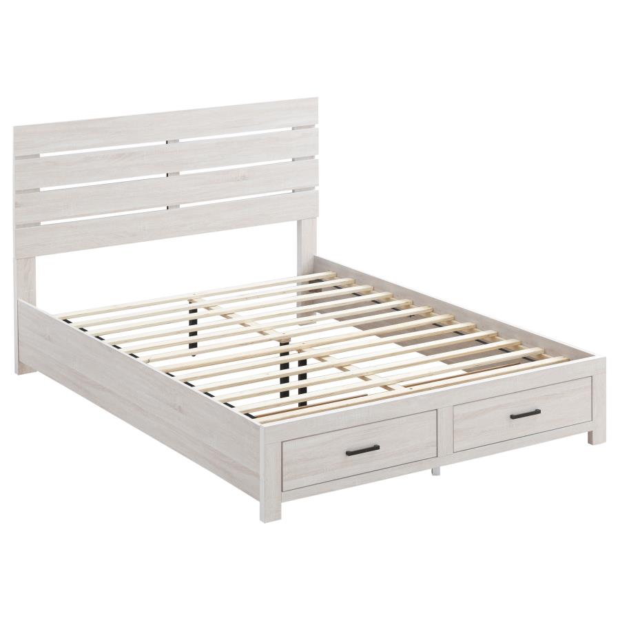 (image for) Brantford Wood Queen Storage Panel Bed Coastal White